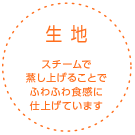 生地 スチームで蒸し上げることでふわふわ食感に仕上げています