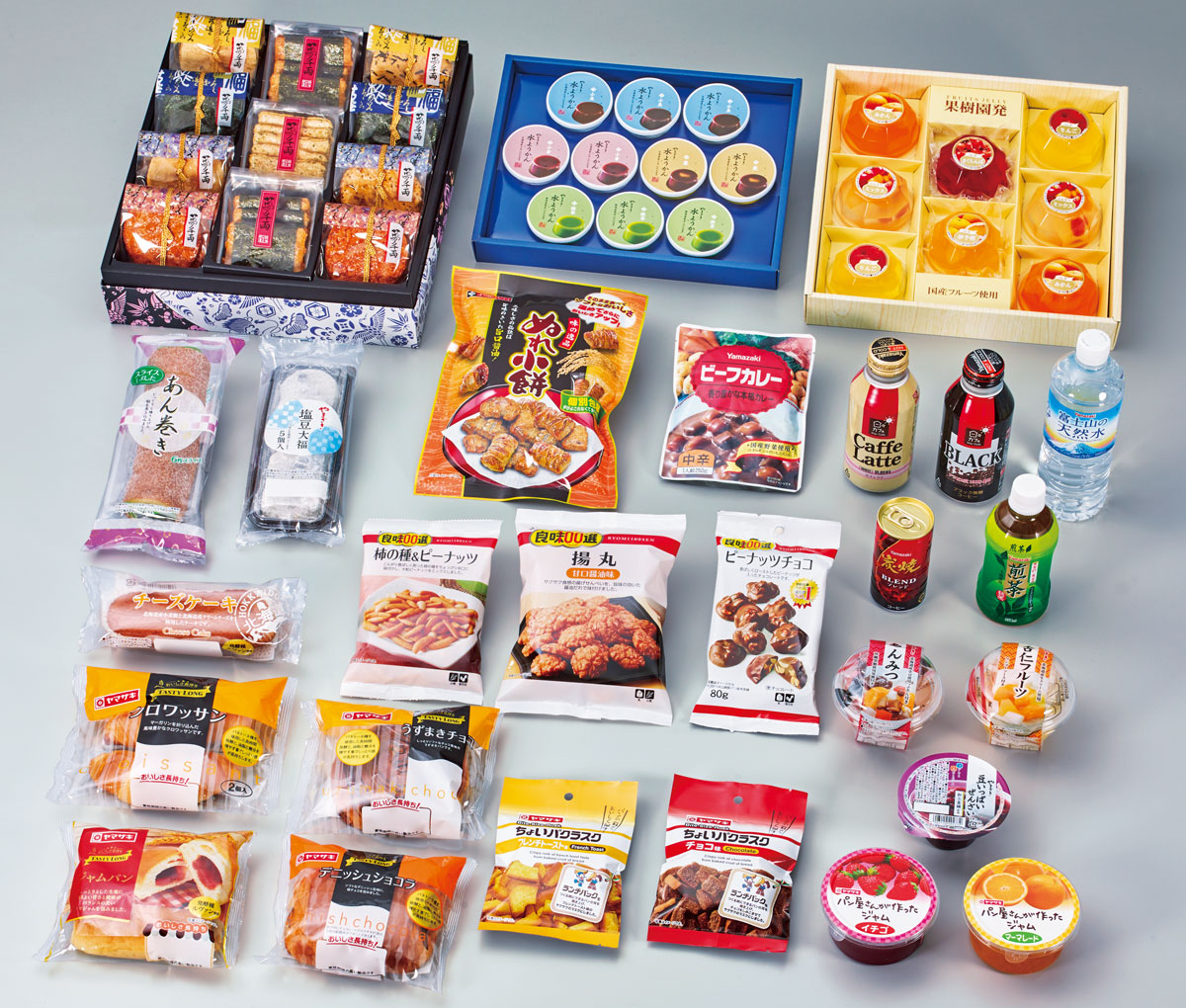 ヤマザキブランドの飲料類、米菓類、ジャム、デザート、レトルト、LL製品